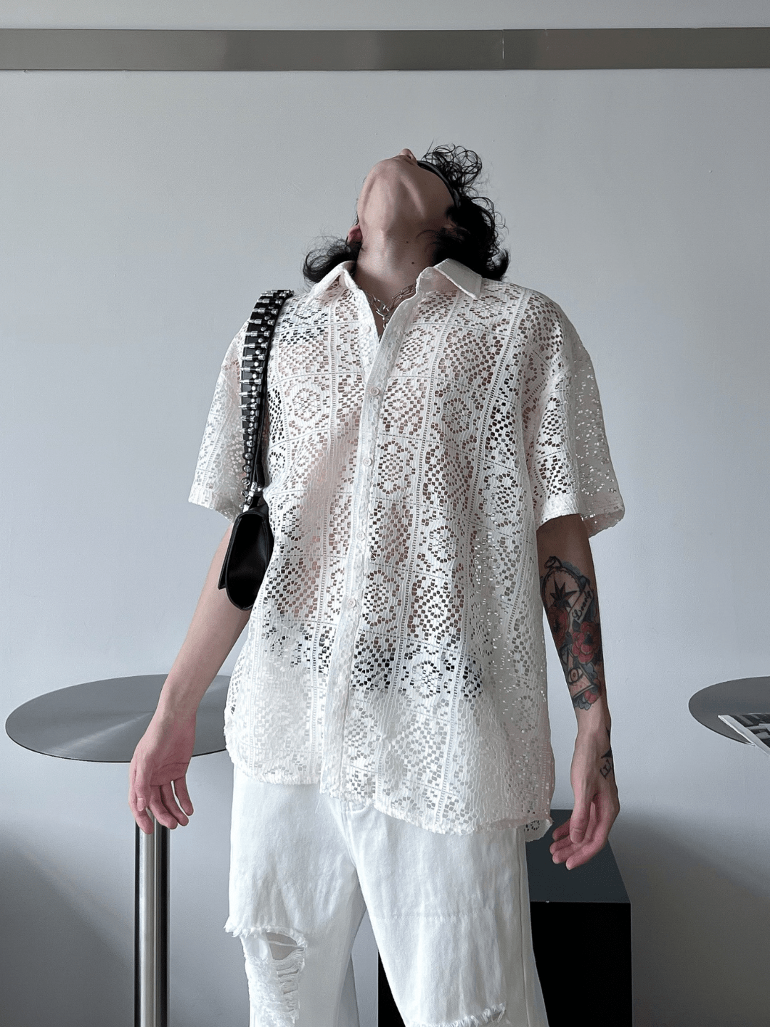 hollow design sense loose shirts J0123