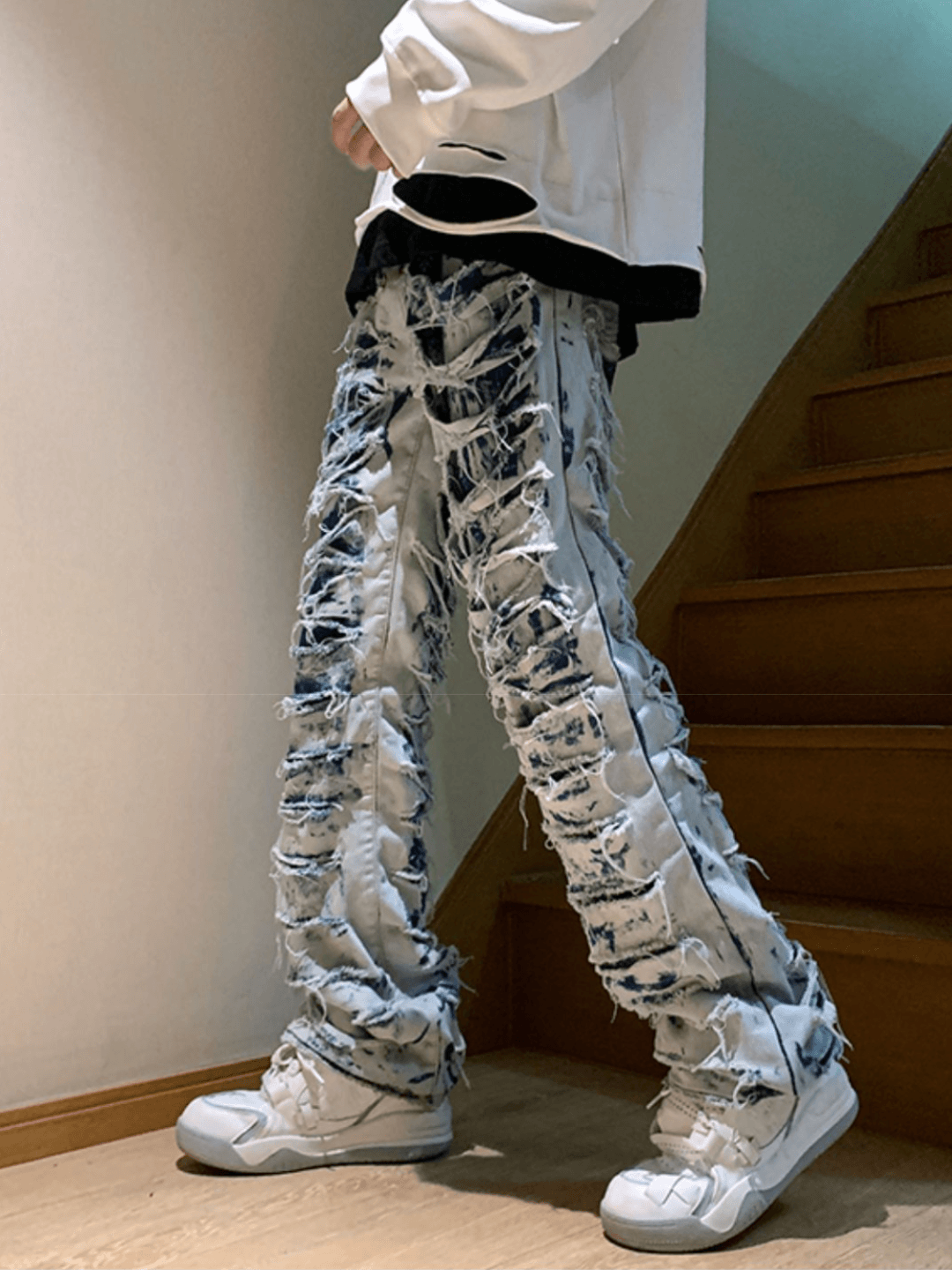 High street damage denim pants B0136