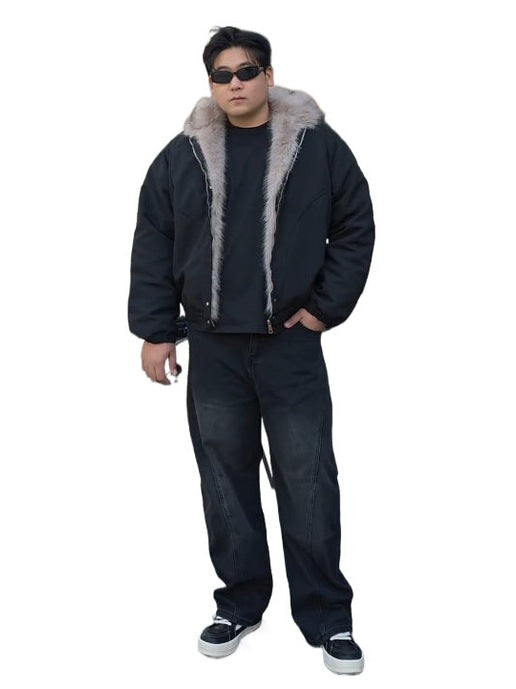 American big fur collar thickened jacket fff0286