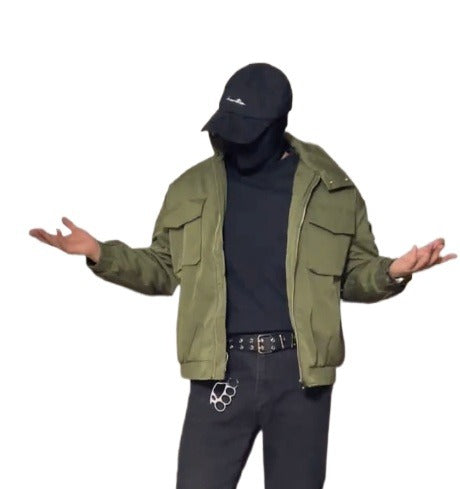 American stand-up collar tooling cotton-padded jacket T0373