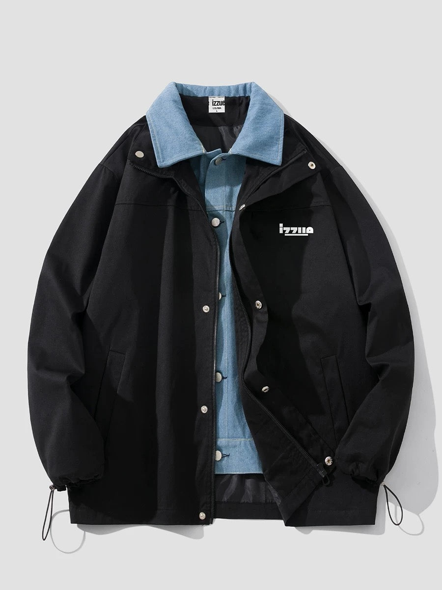 Heavyweight Streetwear Layered Jacket for Men – Loose Fit Casual Fall Outerwear T0076