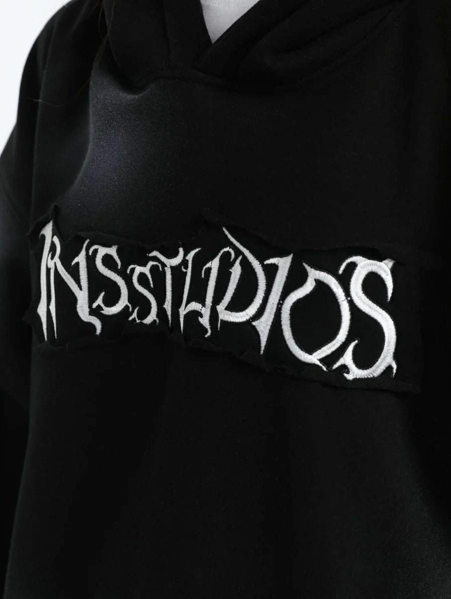 [INSstudios] SPRAY PAINT LOGO LOOSE HOODIE S0206