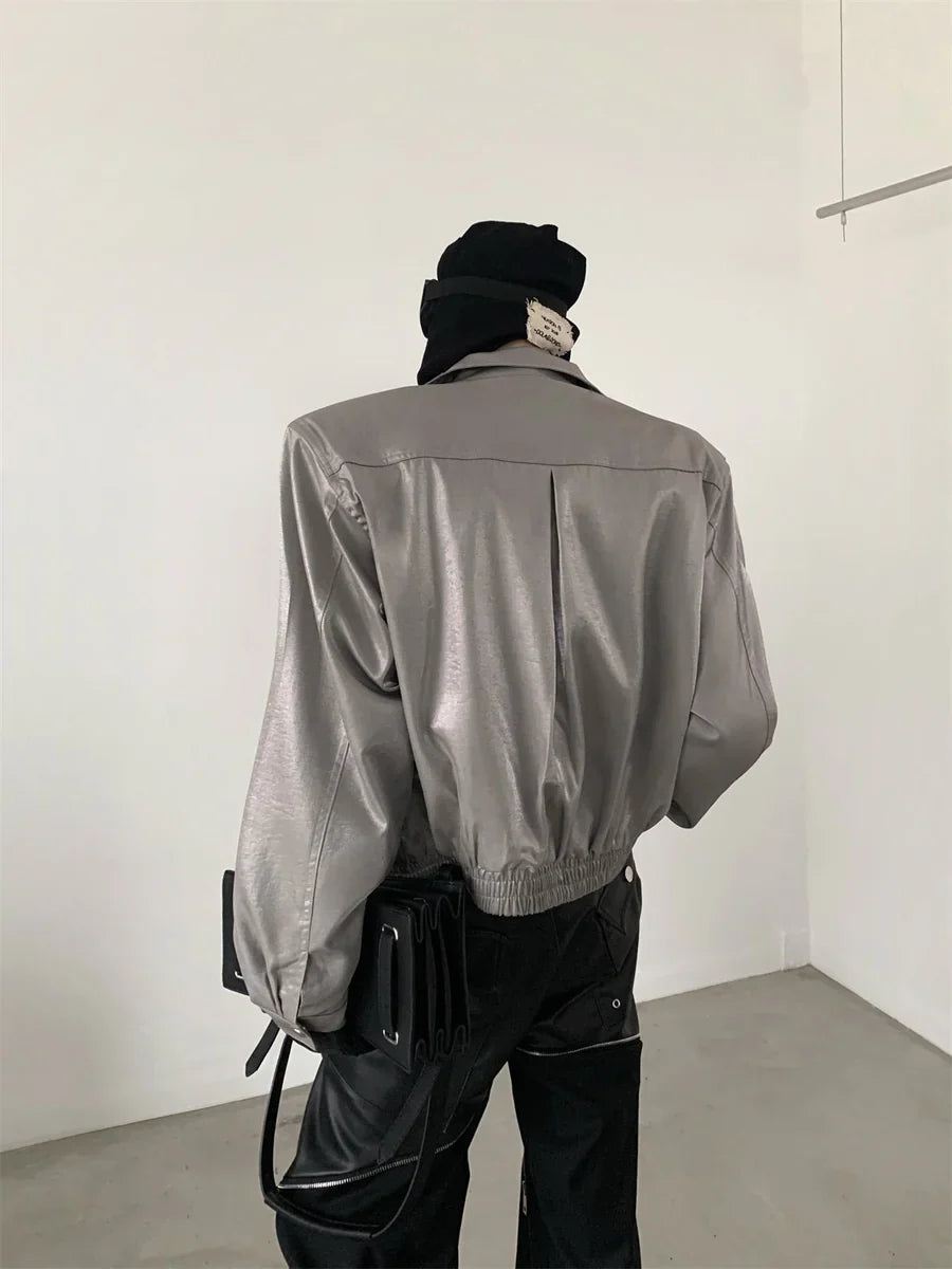 SHOULDER PADS SILHOUETTE LAPEL SHORT JACKET T0107