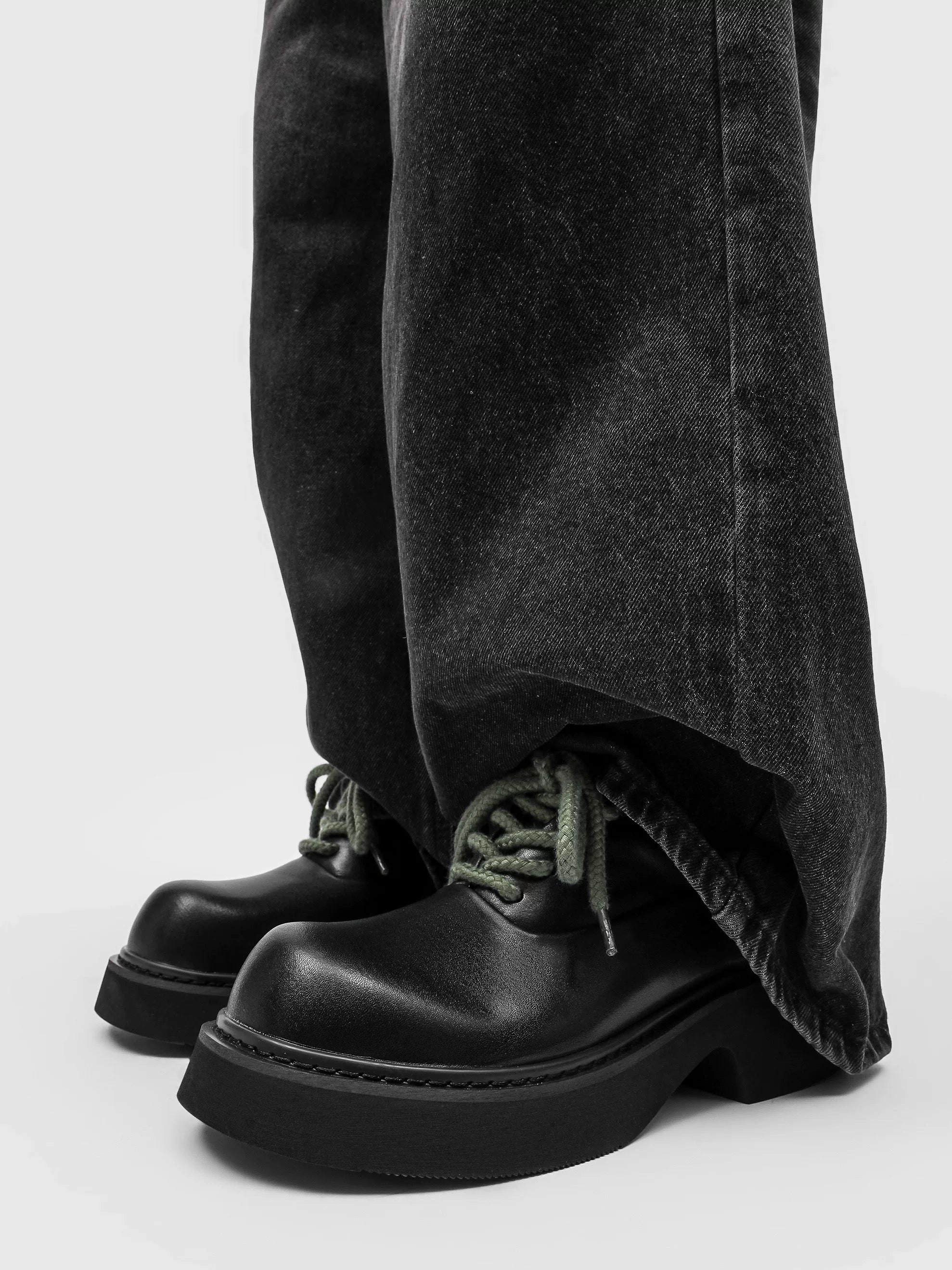 Parisian Derby Shoes - Chunky 6cm Platform Leather Oxfords for Men (Premium Black Round-Toe Office Wear) S0004