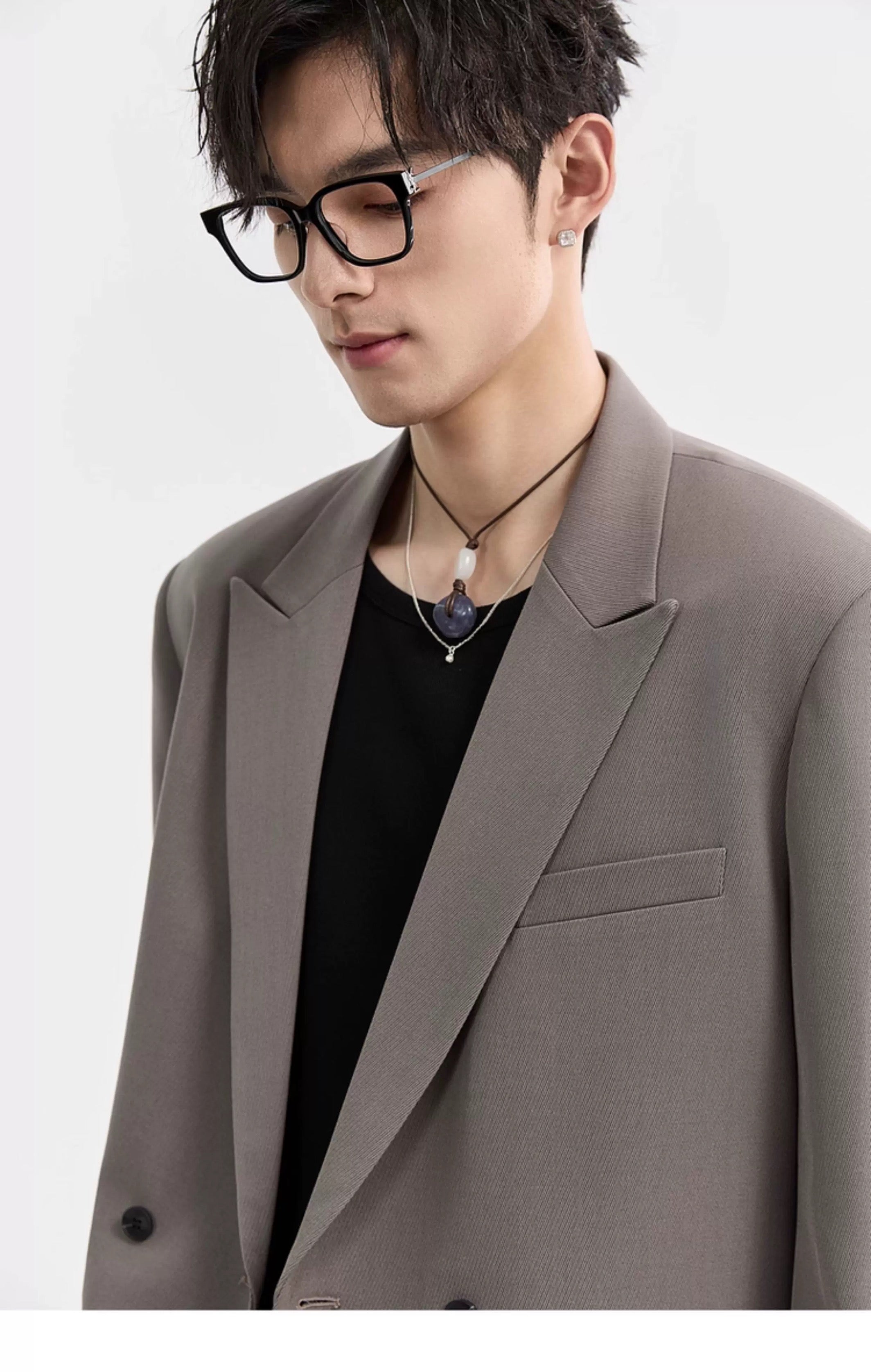 Blazer de lana Tencel Premium - Chaqueta informal de gran tamaño y botonadura sencilla para hombre, para todas las estaciones, T0045