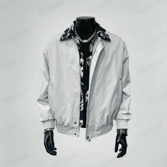 Men’s Vintage Layered Collar Jacket – Loose Fit Retro Streetwear Coat T0076