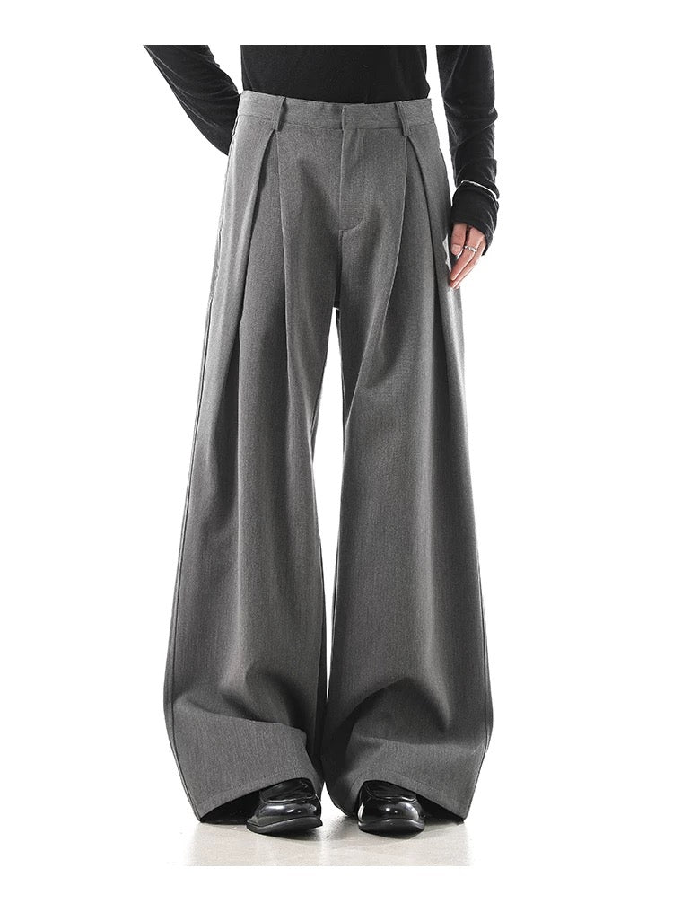 Structured Drape Suit Trousers – High-Street Minimalist Straight-Leg Pants B0041