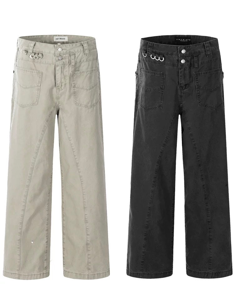 Men’s Vintage American Straight-Leg Cargo Pants – Retro Utility Streetwear Trousers B0045