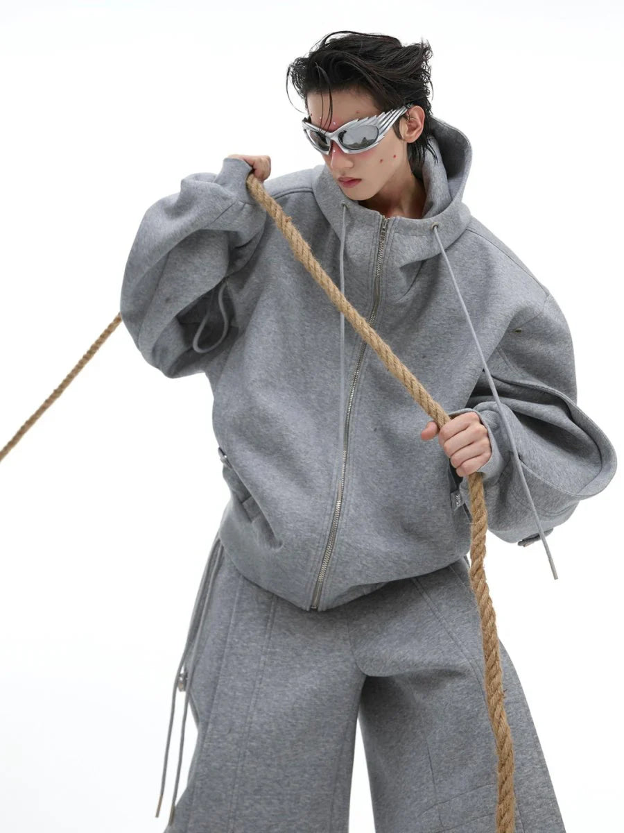 LOOSE HOODED SWEATER JACKET + BOTTOMS S0059