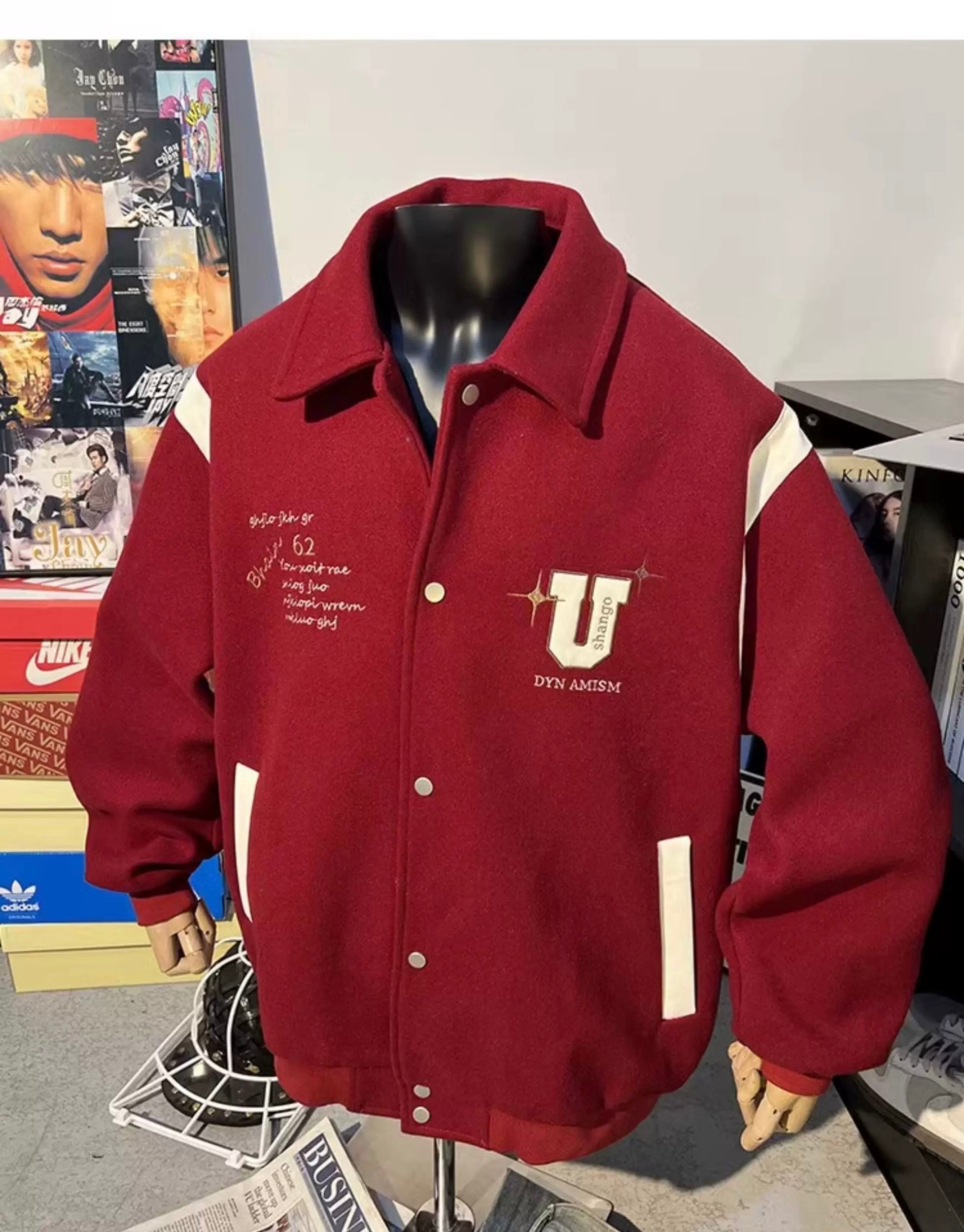 Chaqueta corta de lana – Prenda de abrigo vintage estilo urbano americano T0024