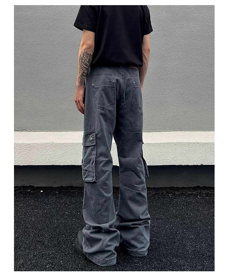 Men’s Deconstructed Cargo Pants – American Retro Utility Street Trousers B0073