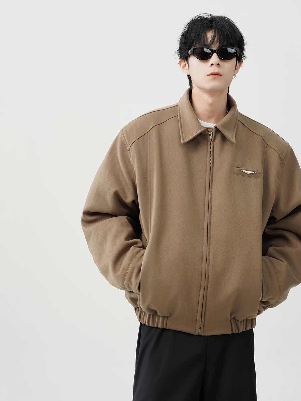 Chaqueta acolchada vintage americana – Abrigo retro de algodón con cuello vuelto para hombre T0022