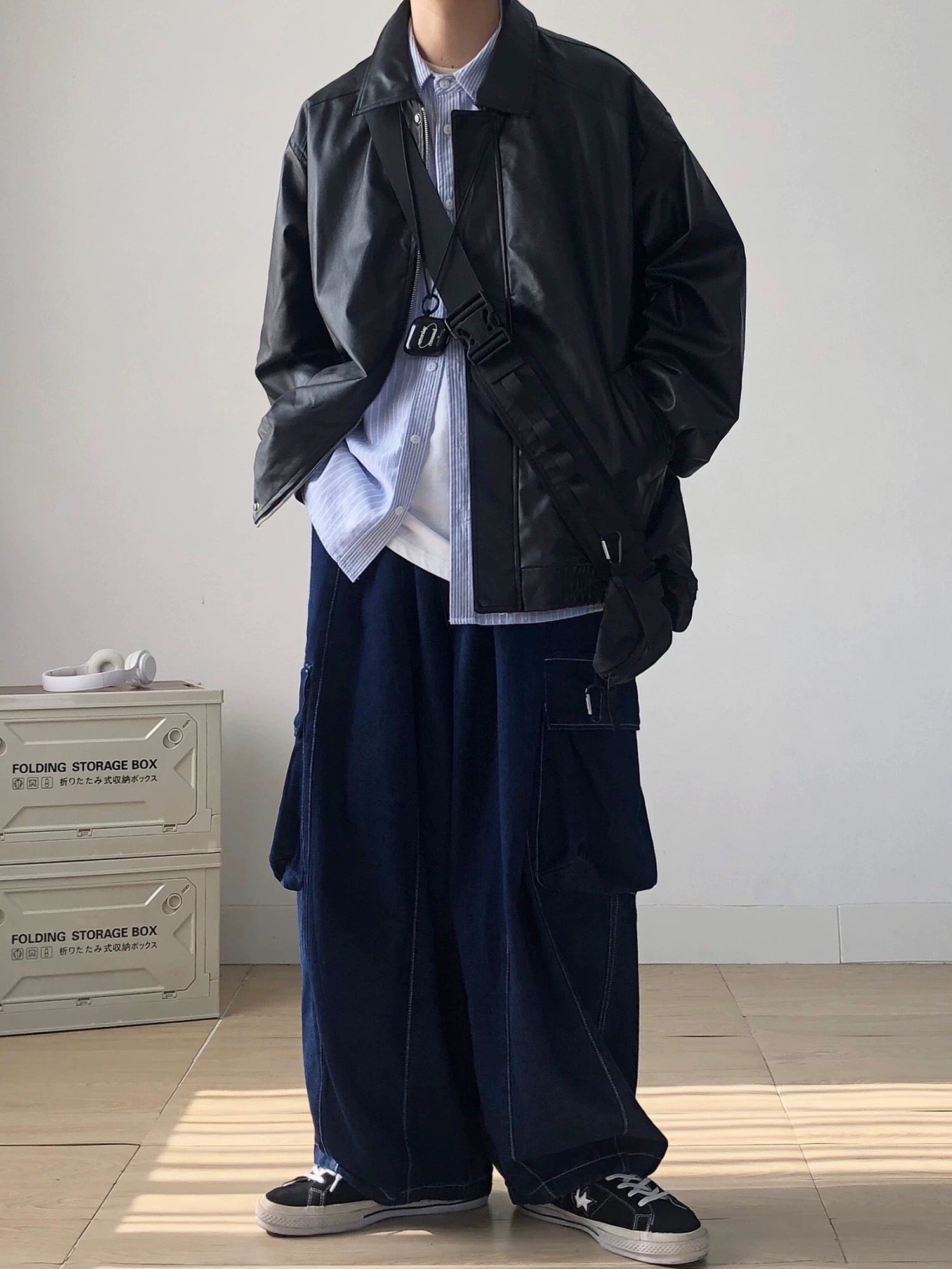 Vintage Motorcycle Jacket for Men, Brown PU Leather Coat, American Style Casual Loose Fit Lapel Coat T0001