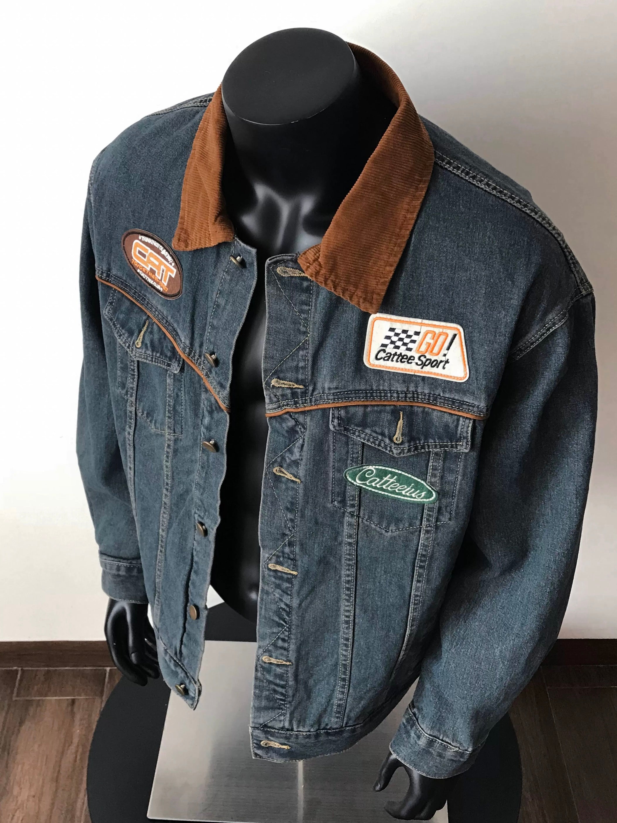 Men’s Vintage Patch Denim Jacket – American Retro Streetwear Outerwear T0084