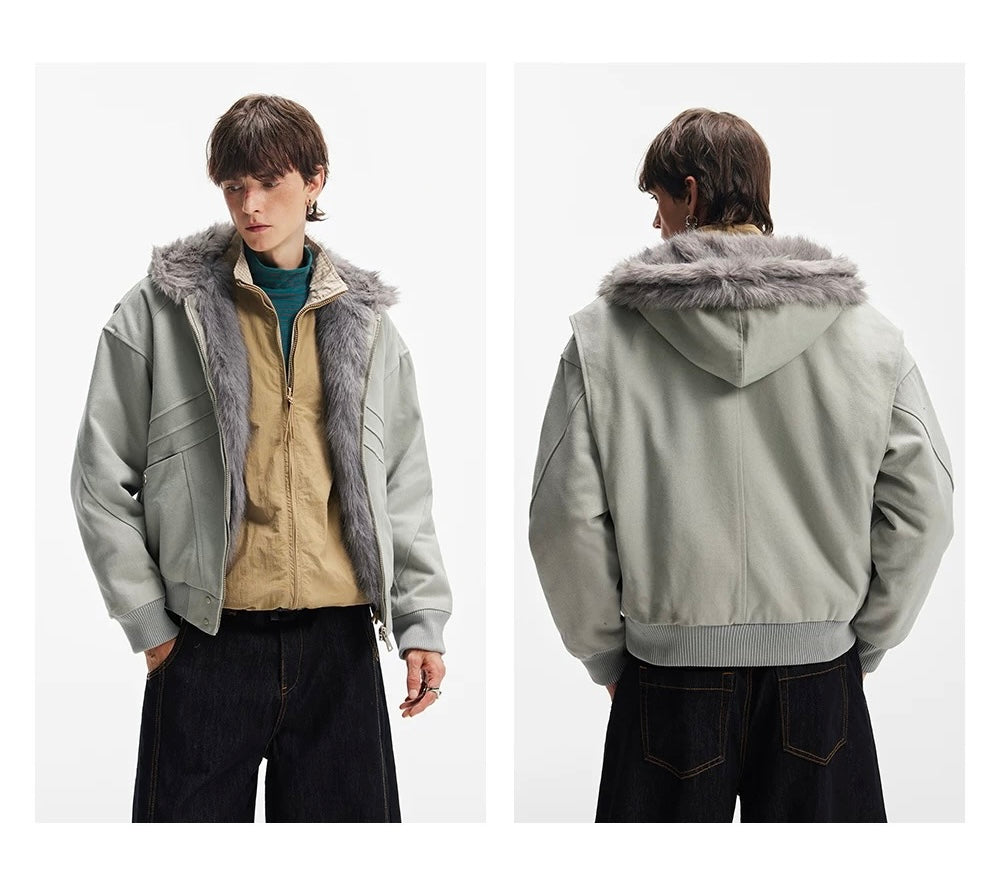 American Vintage Boxy Hooded Padded Jacket – Retro Streetwear Cotton Coat T0226