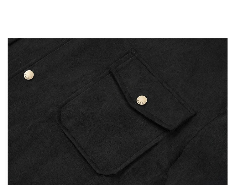 Chaqueta retro premium de ante sintético con solapa para hombre - Top corto informal para otoño T0039