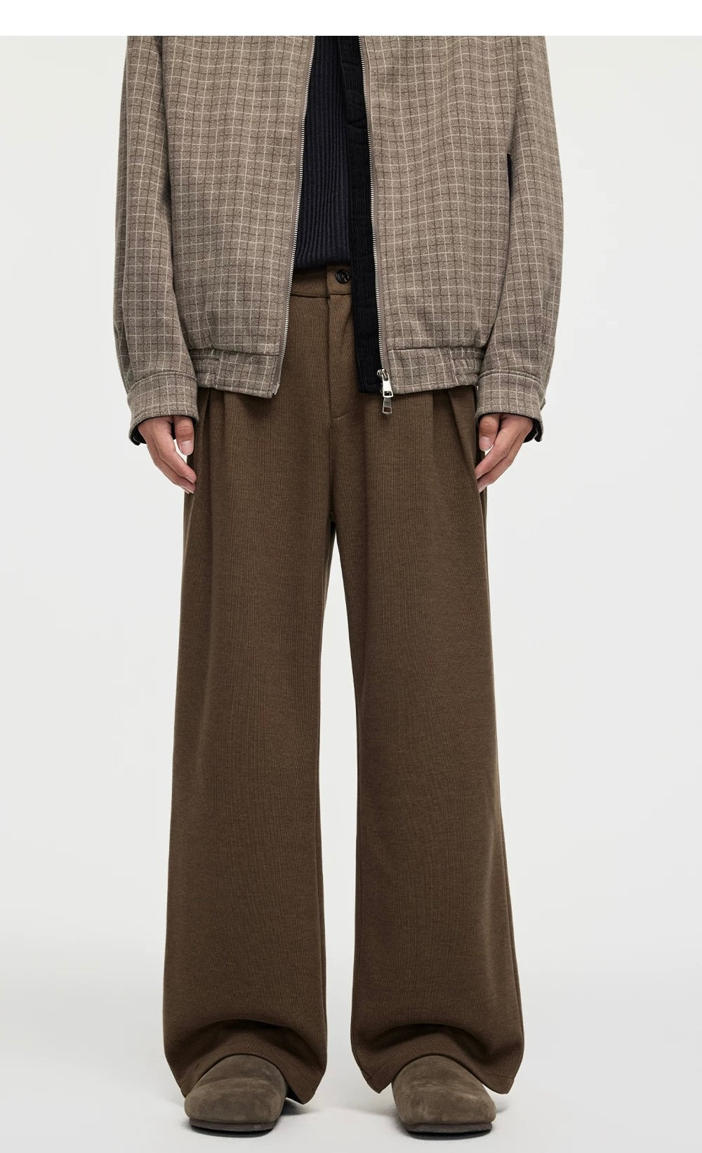 Men’s Wool Blend Straight-Leg Trousers – Soft Warm Casual Pants B0057