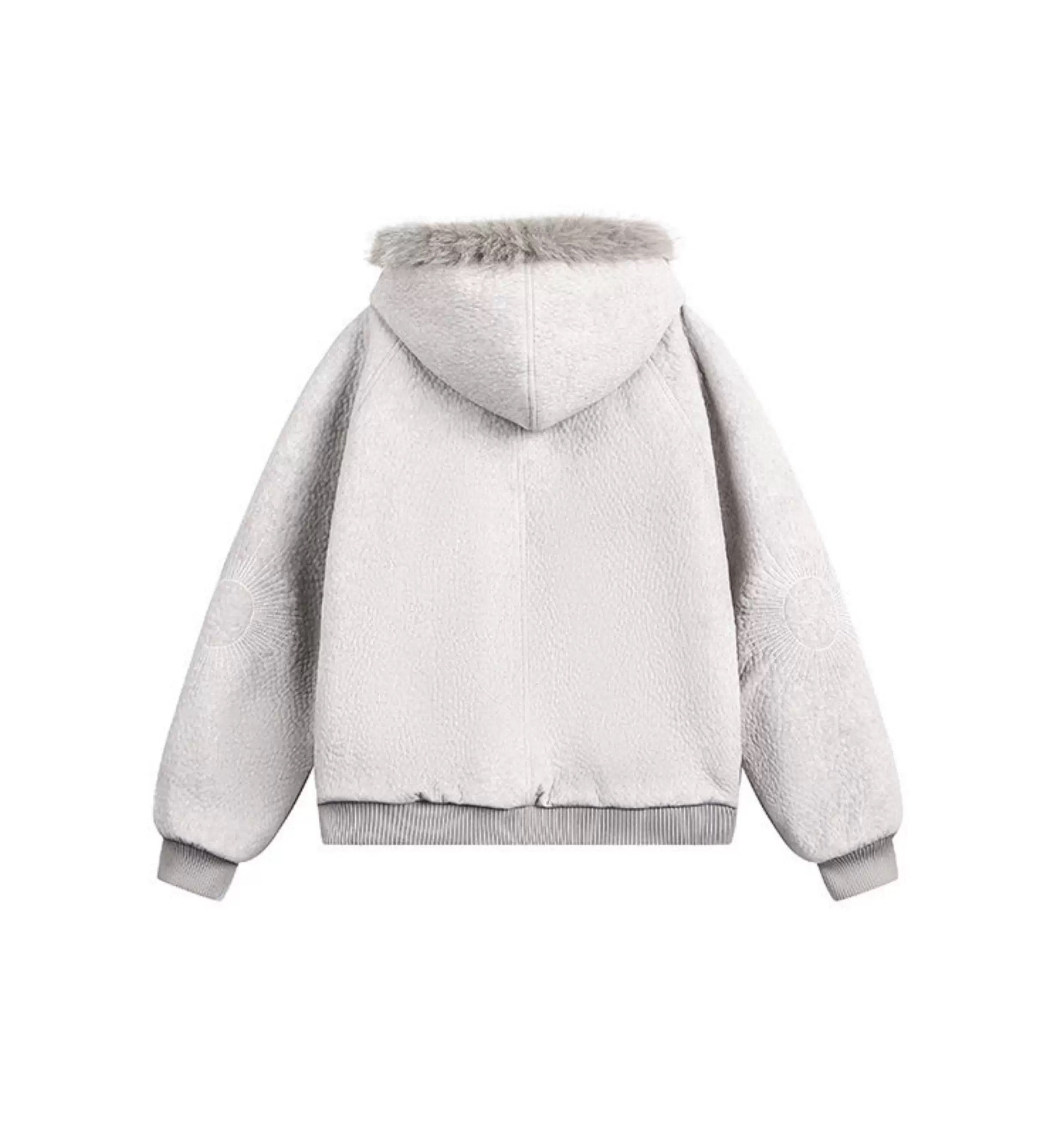 American Vintage Faux Rabbit Fur Hooded Jacket T0254