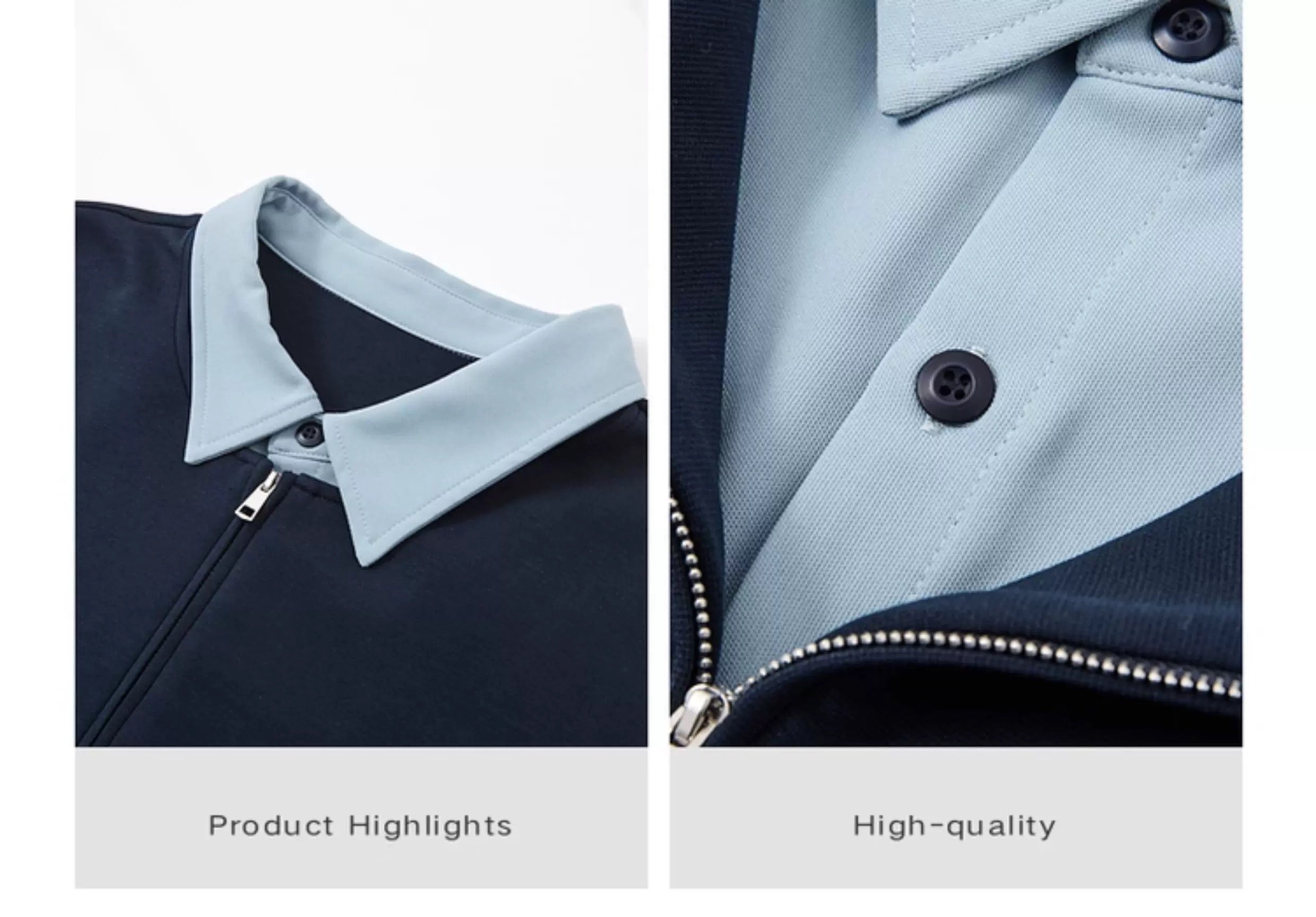 Sudadera con cuello camisero y bloques de color - Jersey extragrande Cleanfit con media cremallera para hombre T0047