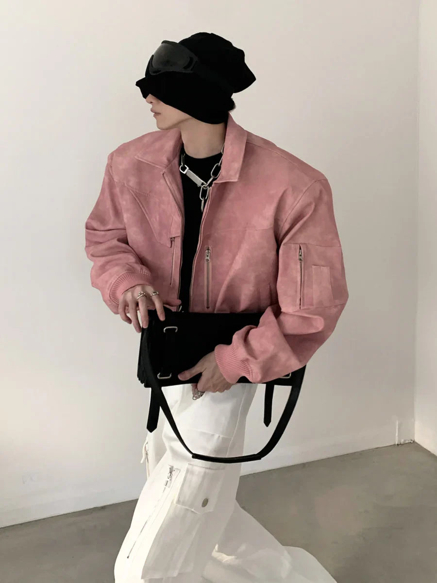 WASHED FROSTED LEATHER JACKETT0108