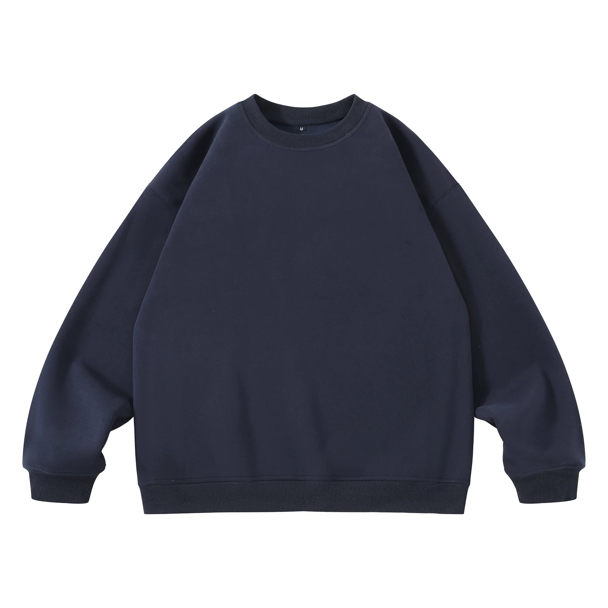 Sudadera de cuello redondo de color liso y peso pesado para hombre, prenda informal esencial para todas las estaciones T0003