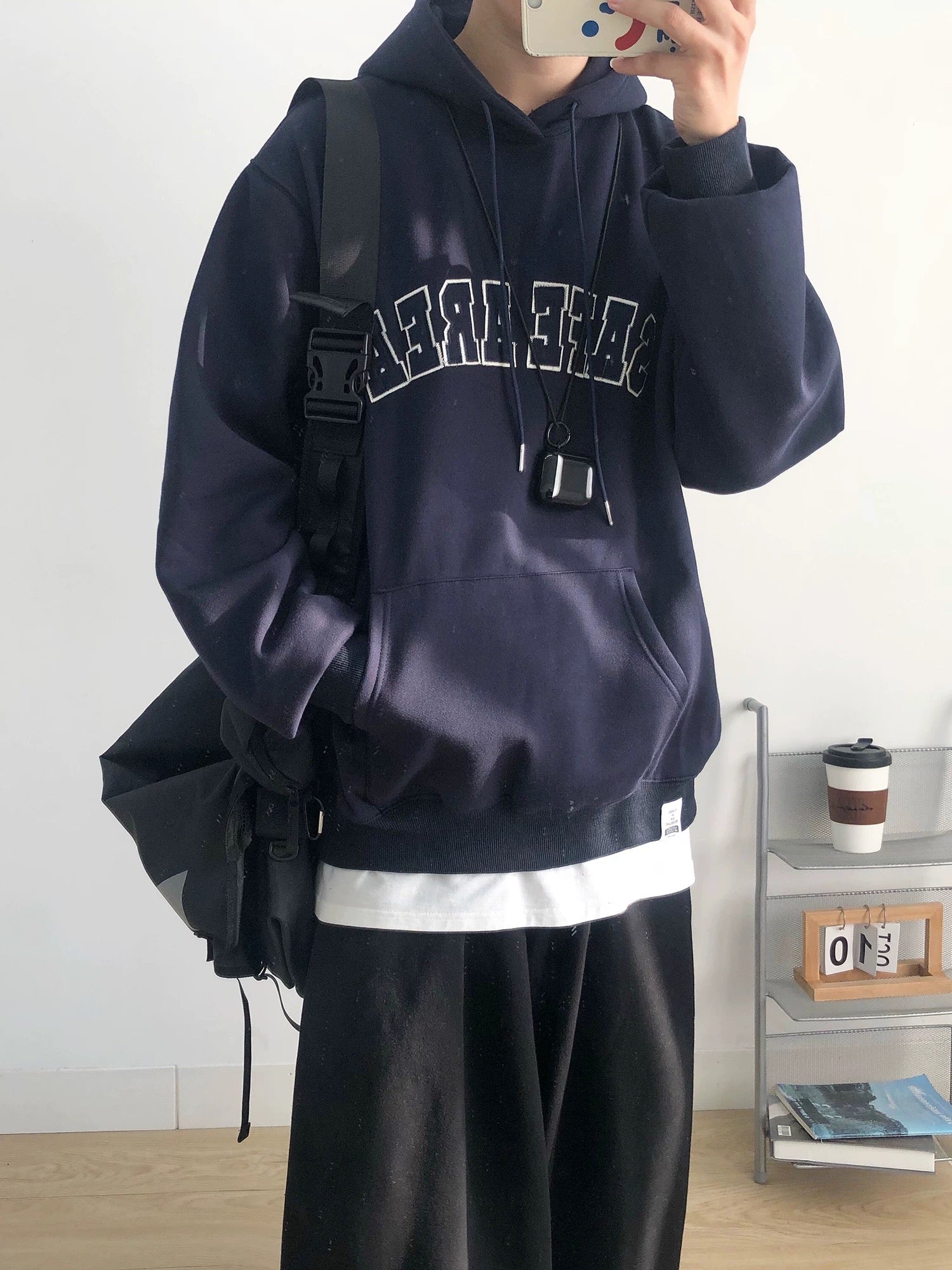 Embroidered Lettering Cityboy Hoodie, Thickened Gray Oversized Men's Sweatshirt for Autumn/Winter T0004