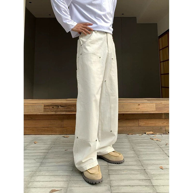 Men’s Off-White Retro Denim Cargo Pants – American Vintage Workwear Style B0075