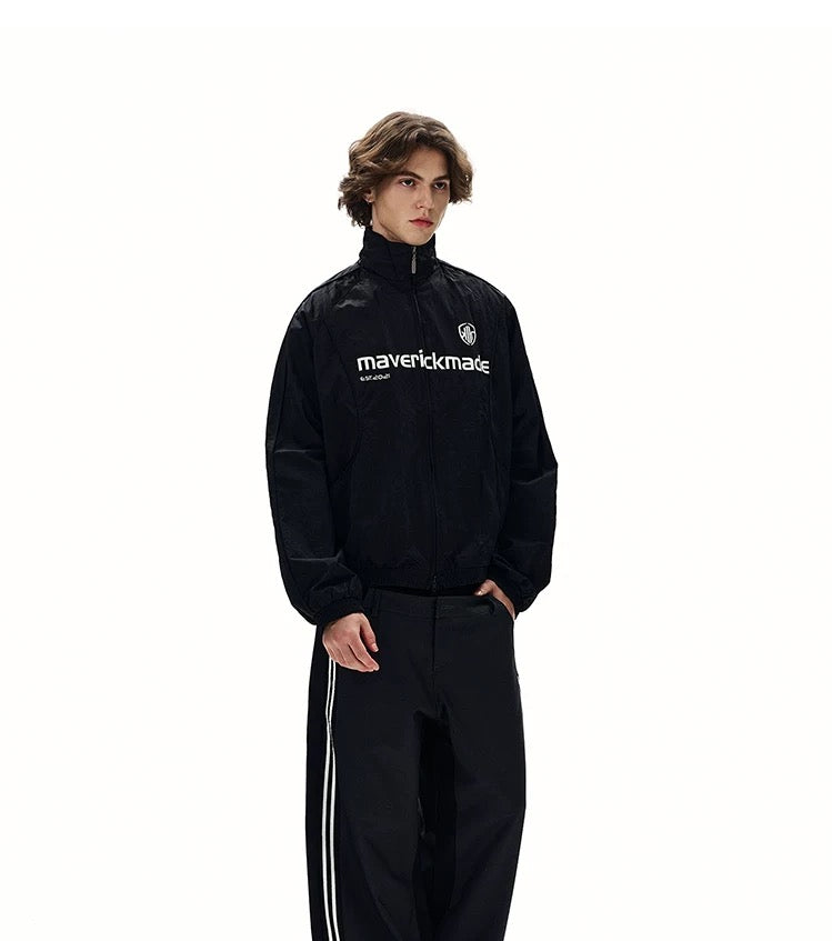 American Letter Print Jacket – Vintage Streetwear Varsity Zip Jacket T0026