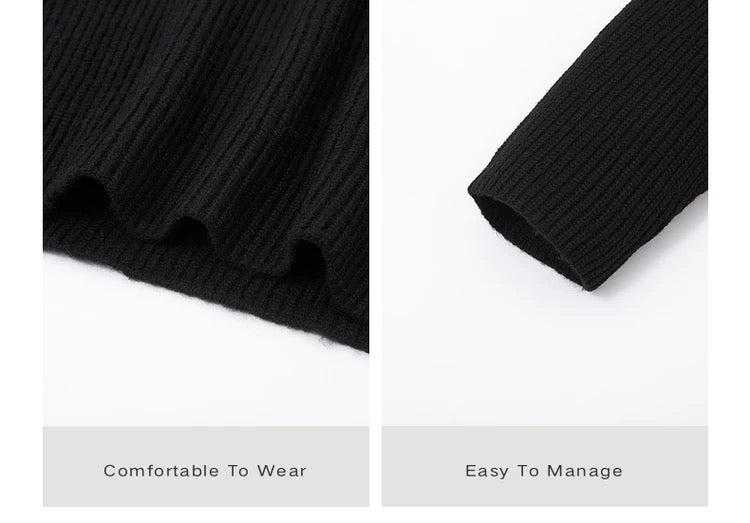 Suéter holgado de punto de lana de color liso para hombre, con cuello semialto y diseño estampado para invierno - Capa base ideal T0043