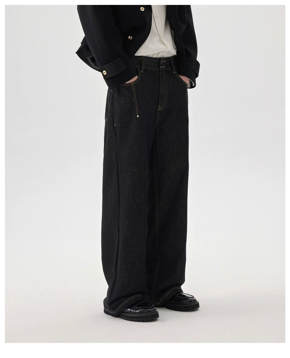 Men’s Vintage American Wide-Leg Denim Jeans B0017