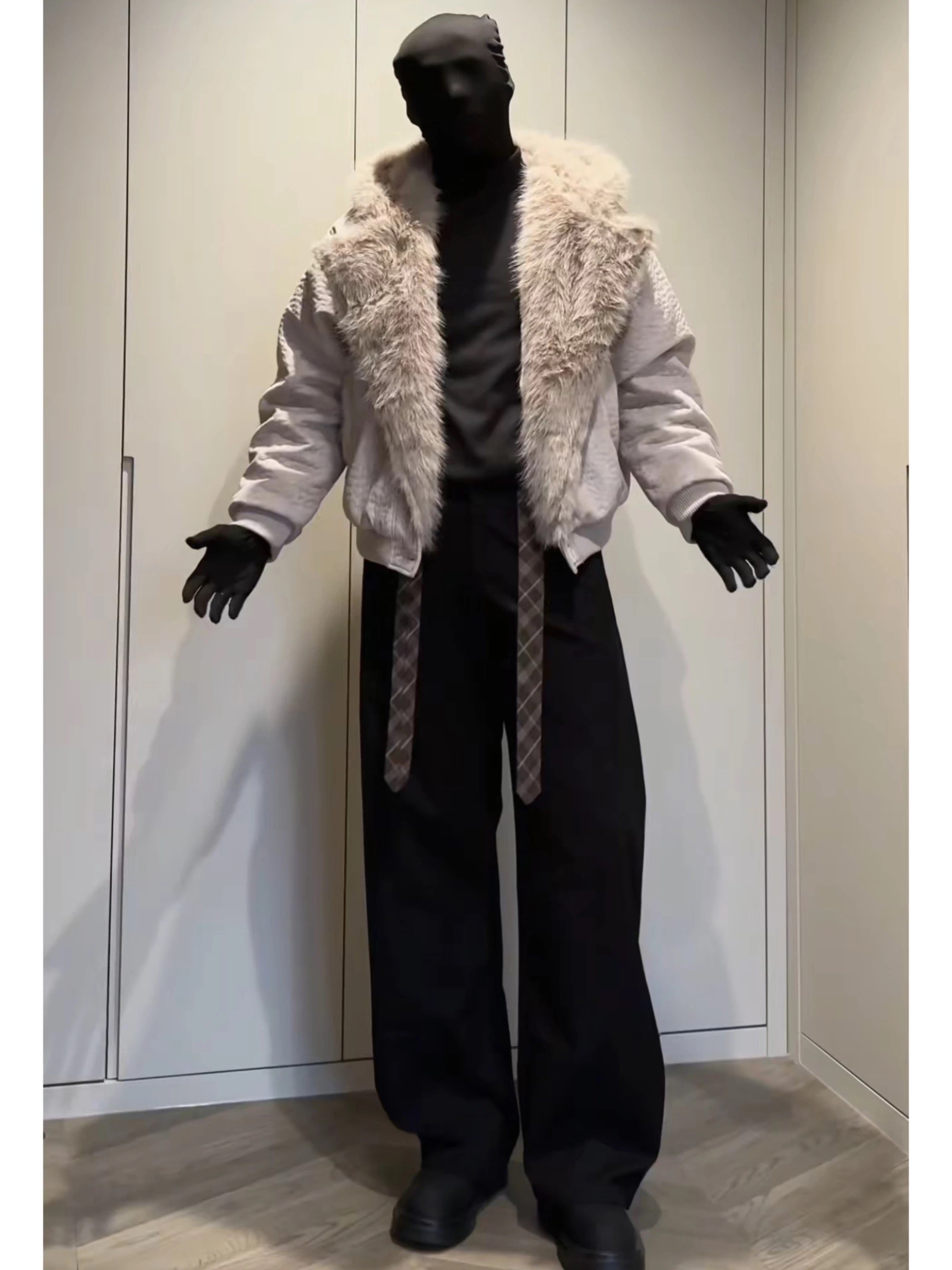 American Vintage Faux Rabbit Fur Hooded Jacket T0254