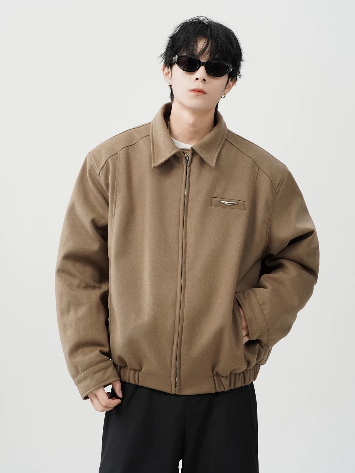 Chaqueta acolchada vintage americana – Abrigo retro de algodón con cuello vuelto para hombre T0022