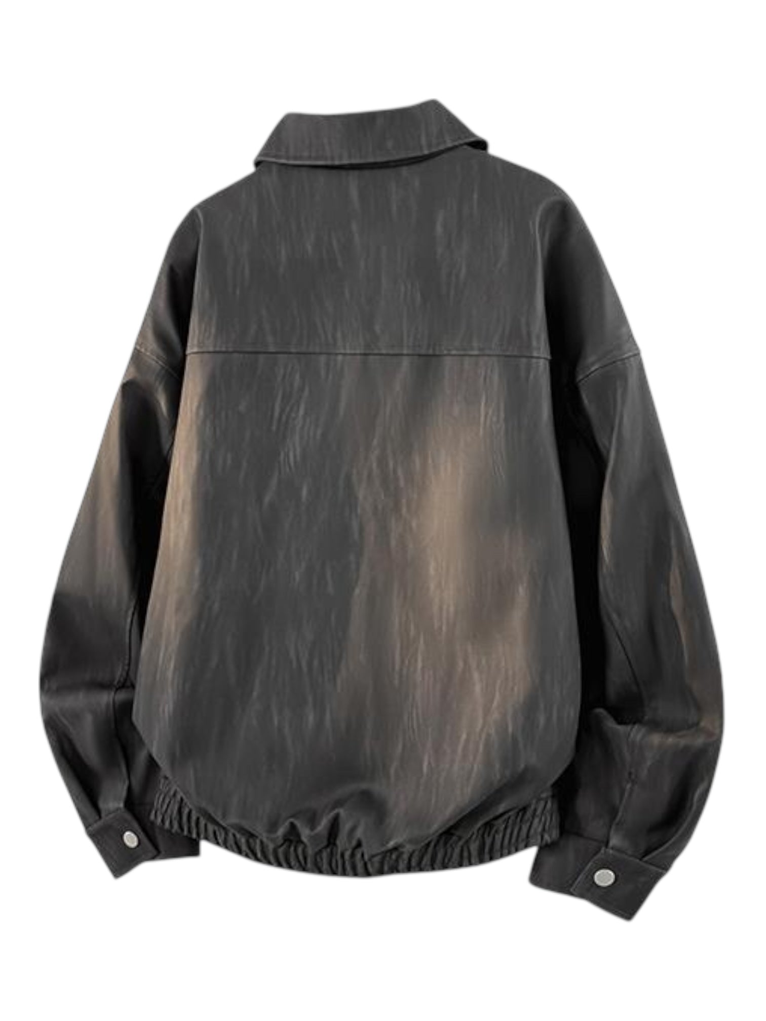 DYED FAUX LEATHER HARRINGTON JACKET T0137