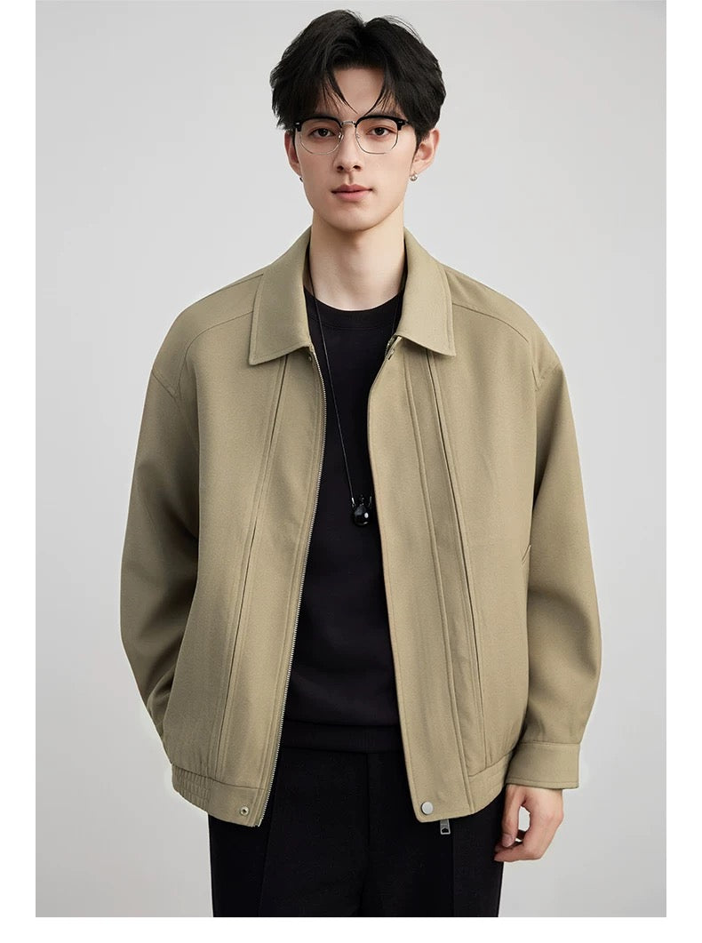 Men’s American Business Collar Jacket – Modern Retro Minimal Street Outerwear T0063