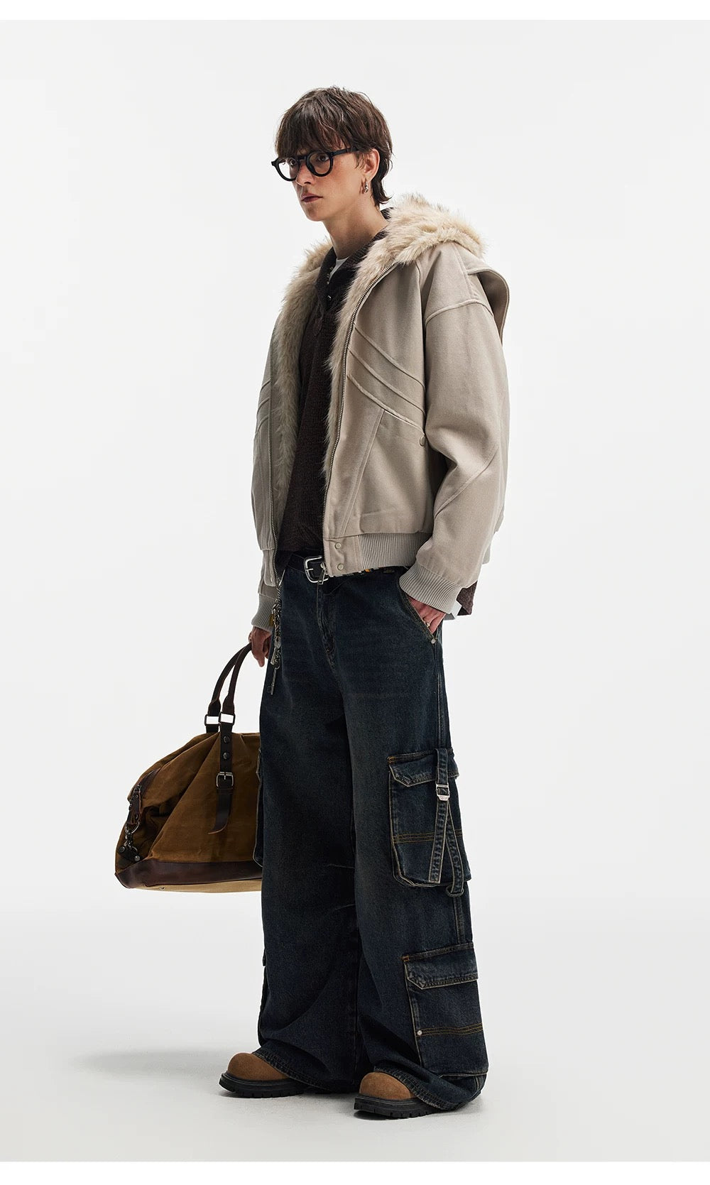 American Vintage Boxy Hooded Padded Jacket – Retro Streetwear Cotton Coat T0226