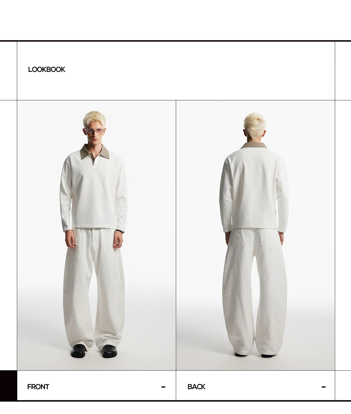 Men’s Houndstooth Patchwork Polo Long Sleeve Tee – Vintage Casual Streetwear Top S0036