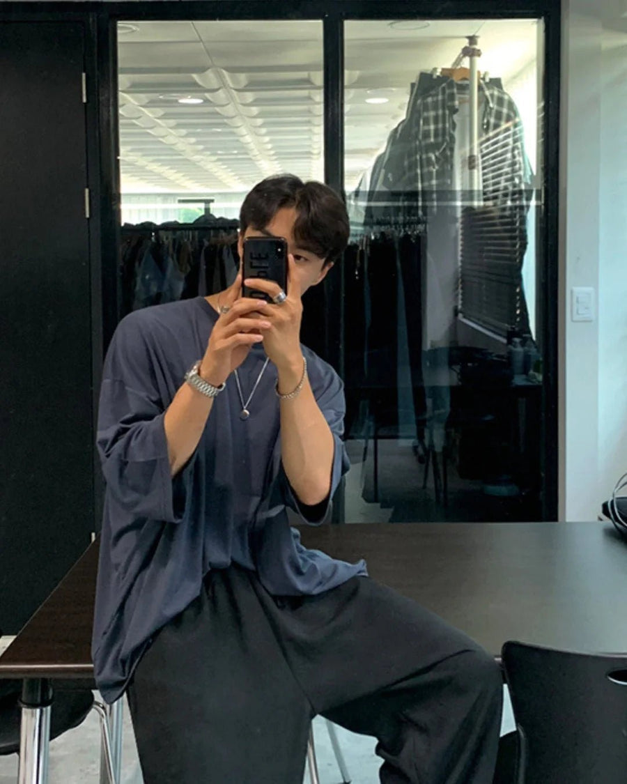 [MRCYC] COTTON LOOSE ROUND NECK HALF-SLEEVED T-SHIRT J0092