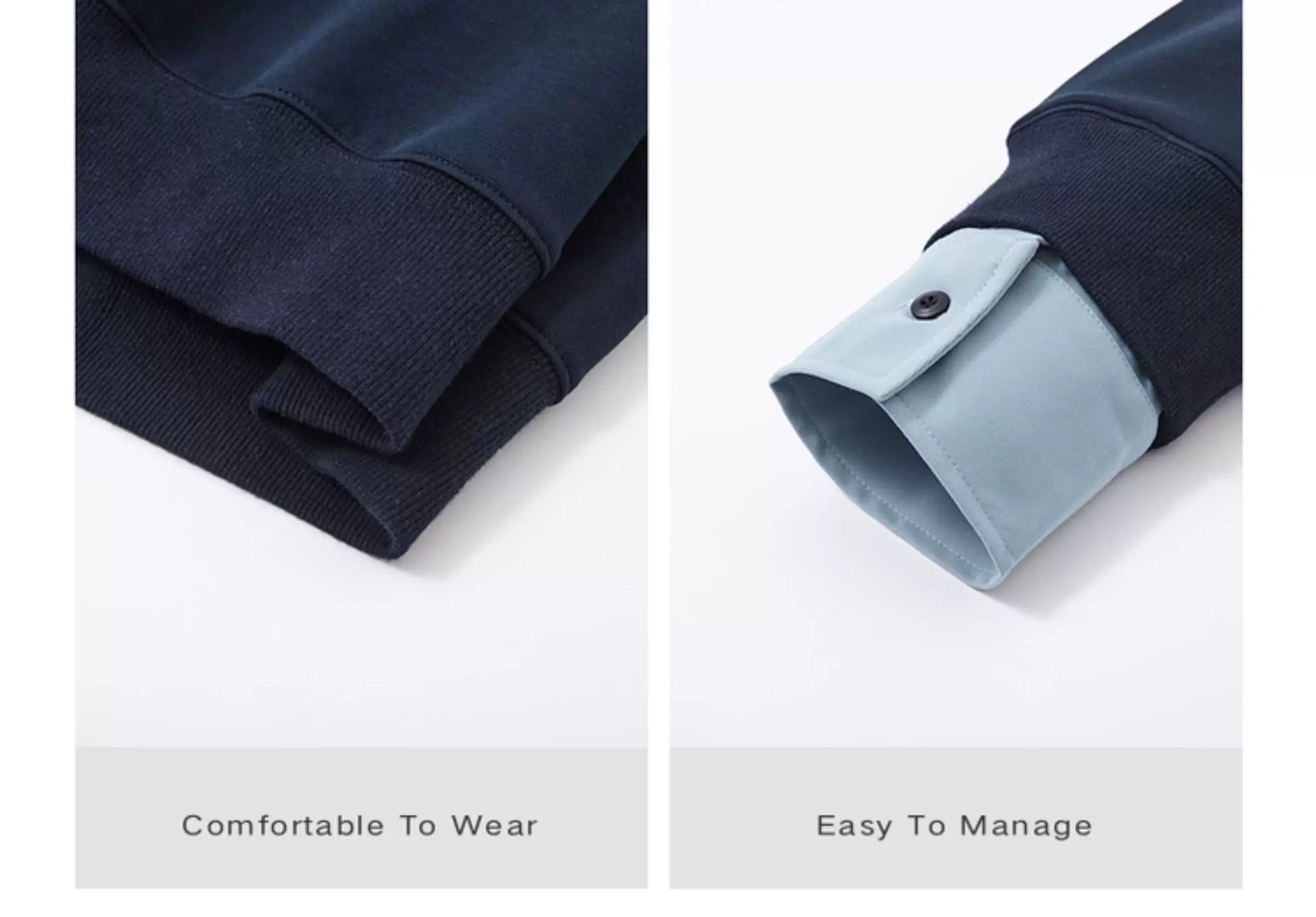 Sudadera con cuello camisero y bloques de color - Jersey extragrande Cleanfit con media cremallera para hombre T0047