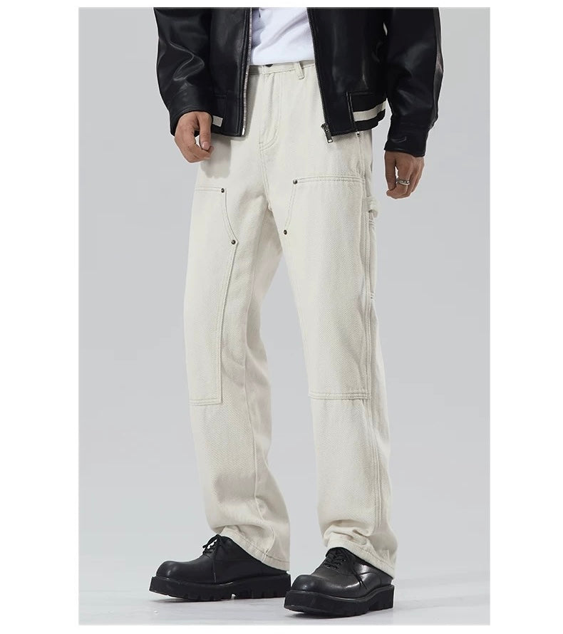 Men’s Off-White Retro Denim Cargo Pants – American Vintage Workwear Style B0075