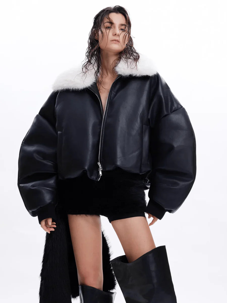 COTTON LEATHER JACKET T0090