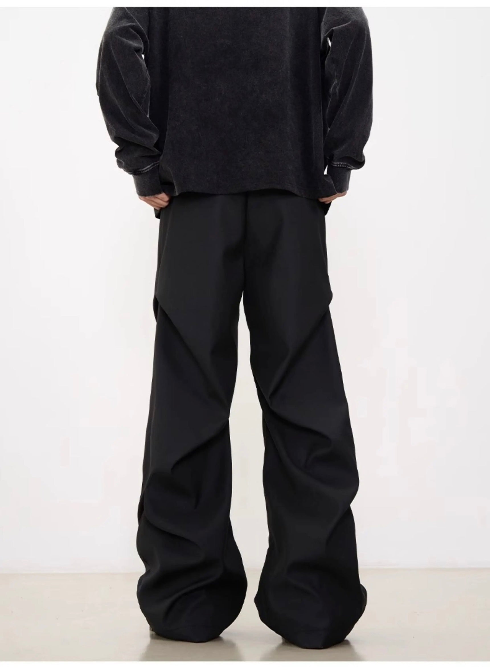 Men’s Pleated Dress Pants – Vintage American Loose Straight Trousers B0049