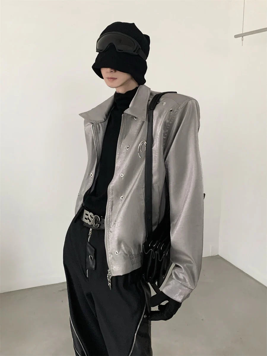 SHOULDER PADS SILHOUETTE LAPEL SHORT JACKET T0107