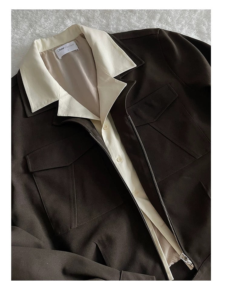 Men’s Deconstructed Layered Jacket – Vintage Minimal Street Outerwear T0058