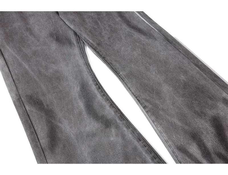 Men’s Smoke Washed Vintage Jeans – Distressed American Street Denim Pants B0066