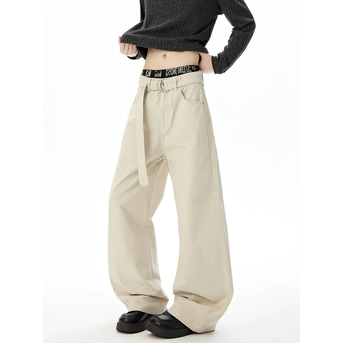 Men’s Vintage Clean Fit Cargo Pants – Loose Straight Utility Street Trousers B0067