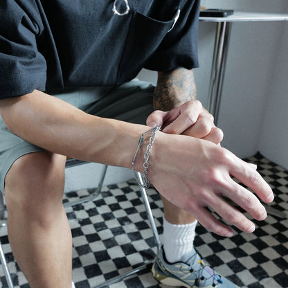 Men’s Arrow Double-Layer Bracelet | Adjustable Vintage Titanium Steel Chain with Hip Hop Minimalist Design O0011