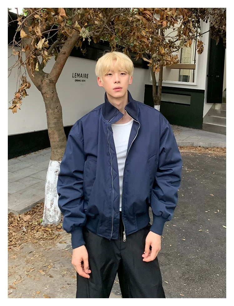 Men’s Short Padded Bomber Jacket – American Retro Street Winter Coat T0054