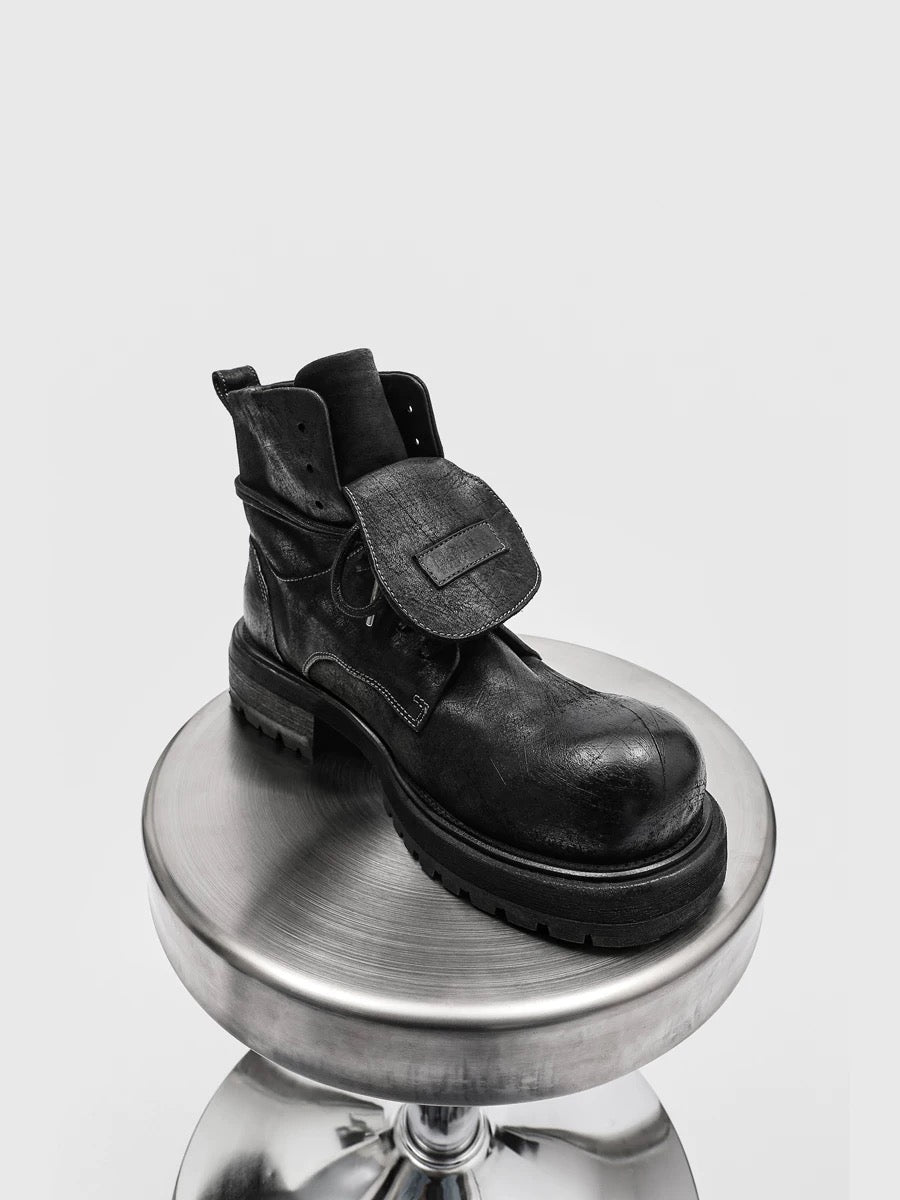 Botas Martin gruesas para hombre (2025), botas altas de trabajo de cuero negro, zapatos con alzas estilo británico S0011