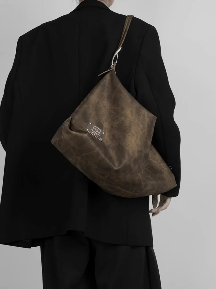 [LUCKYSTUDIO]LARGE SOFT LEATHER SHOULDER CROSSBODY BAG A0038