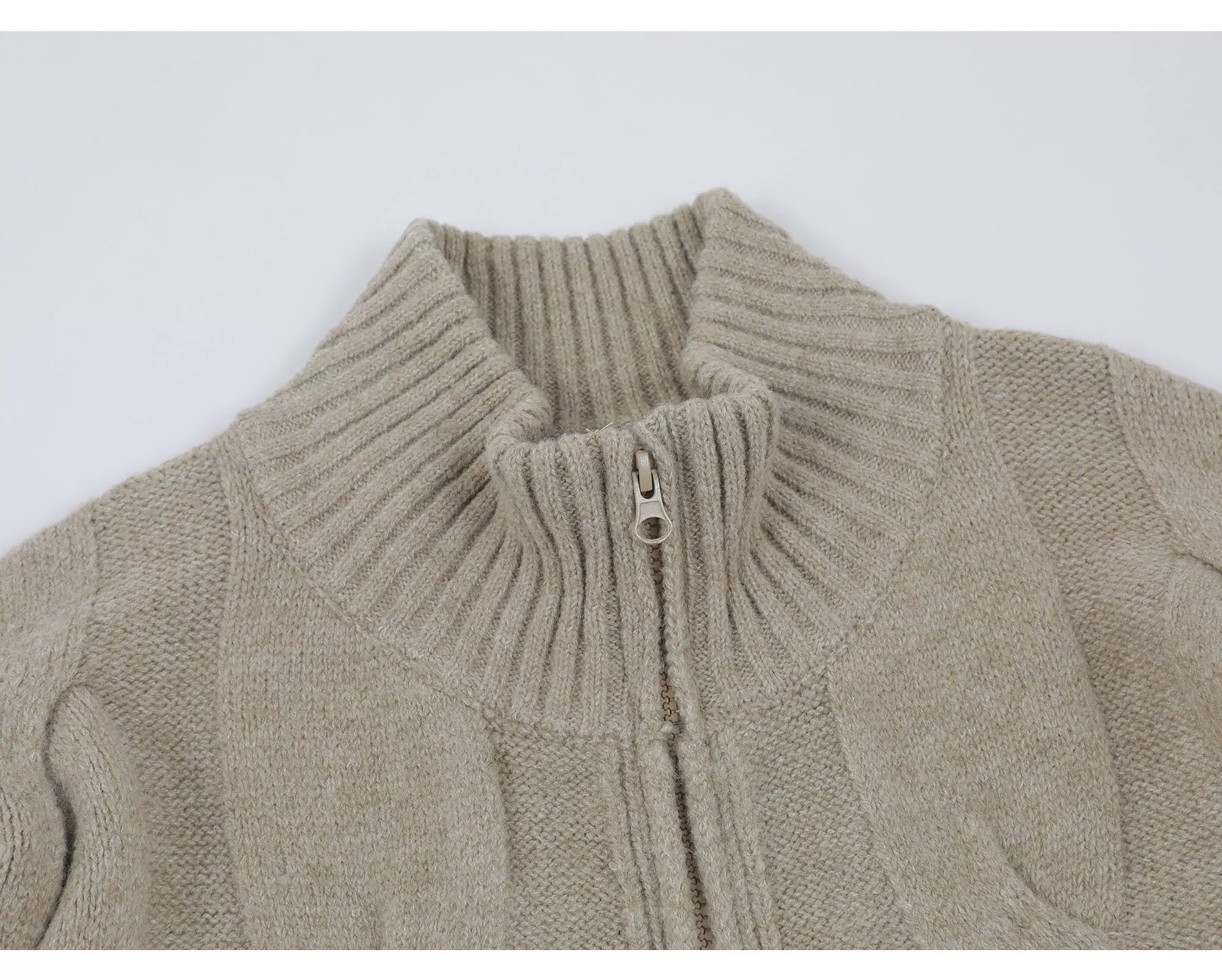 Vintage Cable Knit Turtleneck Sweater – American Retro Textured Pullover for MenS0026